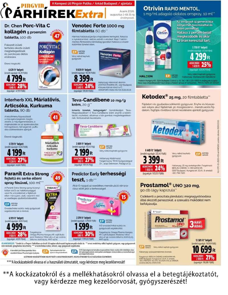 Pingvin Patika Pingvin Patika Árhírek Extra 9 oldal