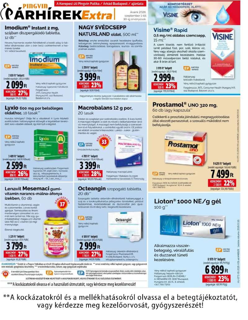 Pingvin Patika Pingvin Patika Árhírek Extra 9 oldal