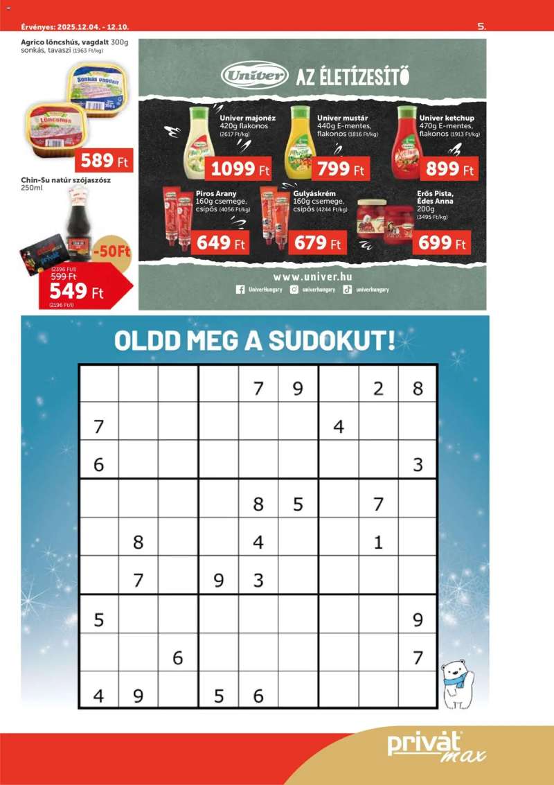 PRIVÁT Aktuális szórólap MAX 5 oldal