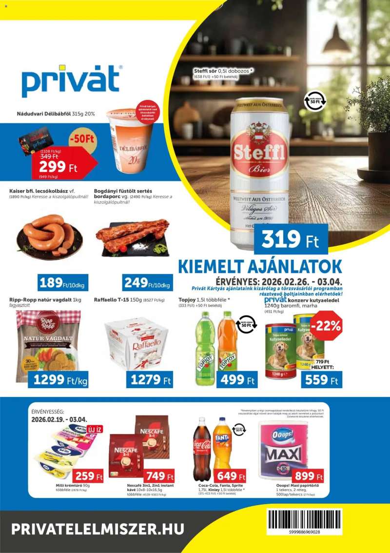 PRIVÁT Akciós újság PRIVÁT 1 oldal