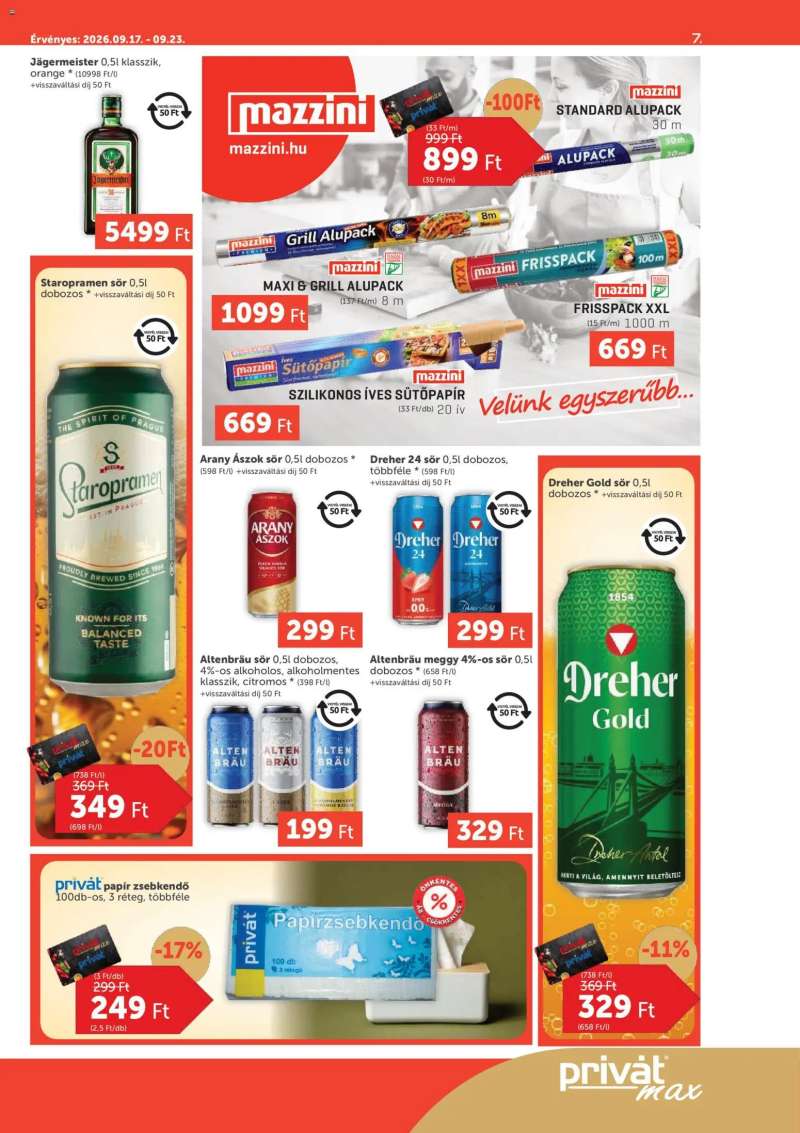 PRIVÁT PRIVÁT Aktuális szórólap MAX 7 oldal