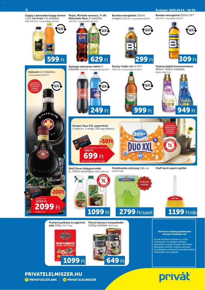 PRIVÁT PRIVÁT akciós újság 4 oldal