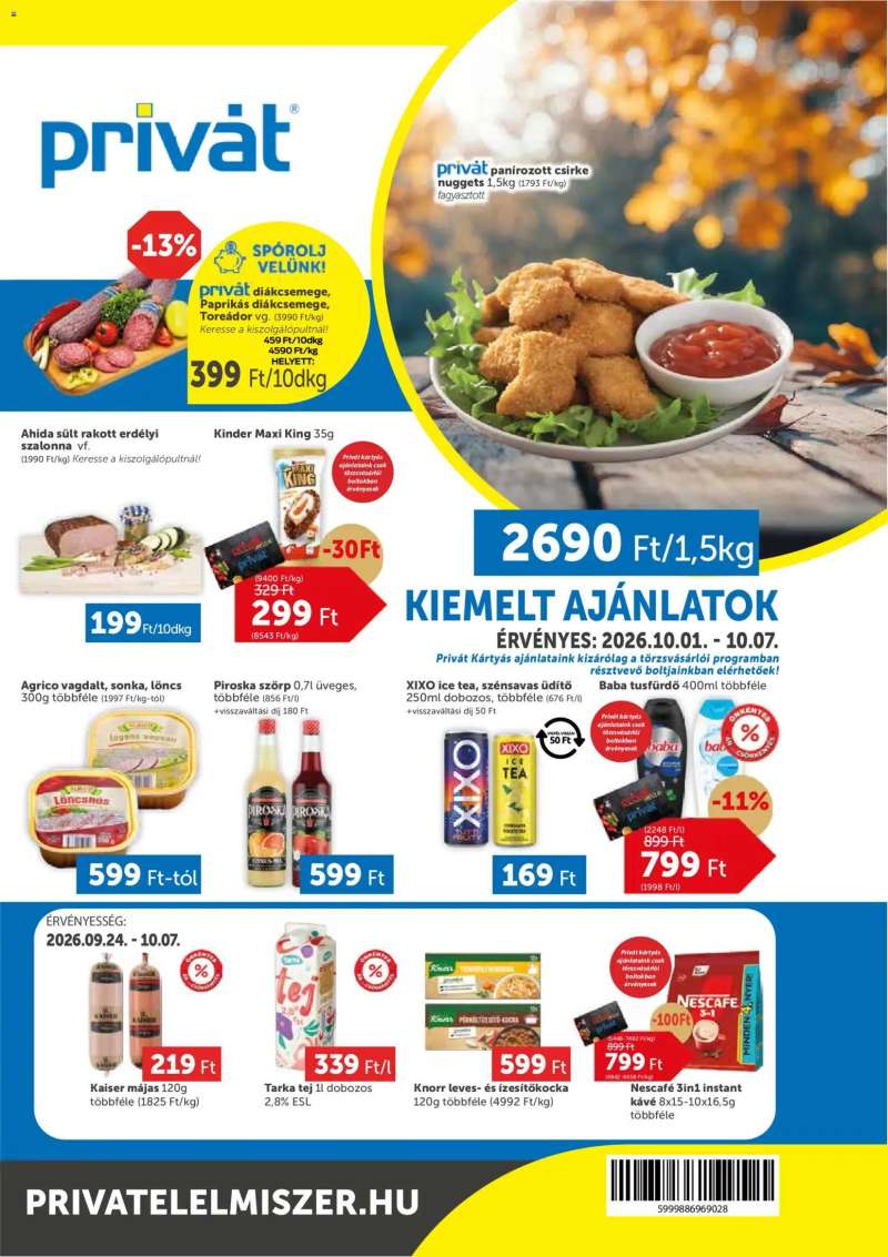 PRIVÁT PRIVÁT akciós újság 1 oldal