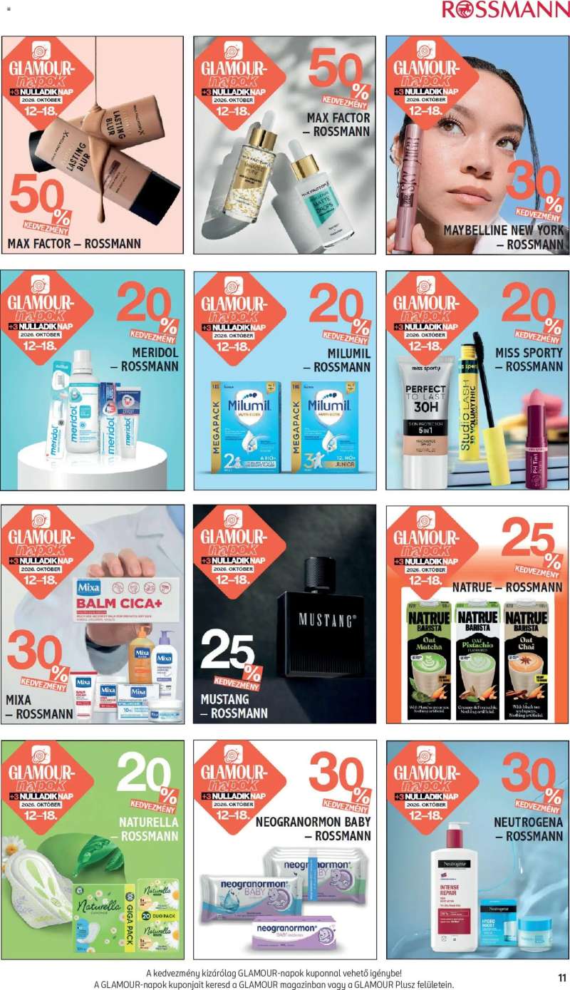 Rossmann Rossmann akciós újság Glamour-napok 11 oldal