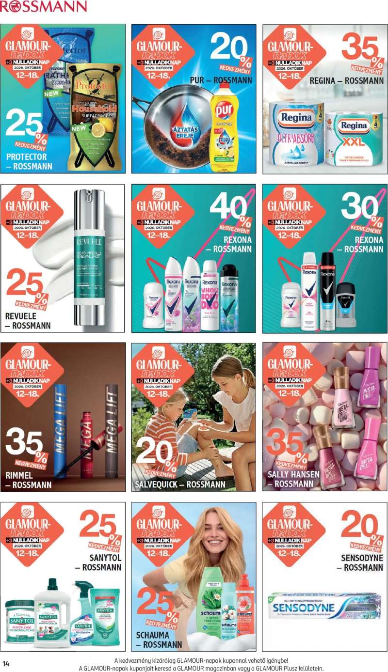 Rossmann Rossmann akciós újság Glamour-napok 14 oldal