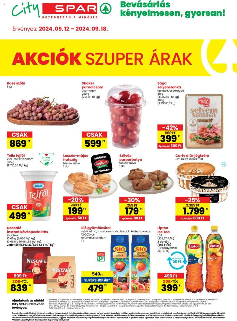 Spar City Spar szórólap 1 oldal