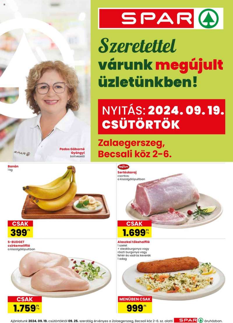 Spar Nyitási ajánlatok / Zalaegerszeg 1 oldal