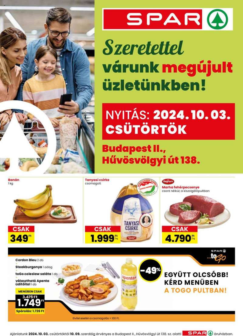 Spar Spar üzlet újranyitás Budapest II., Hűvösvölgyi út 1 oldal