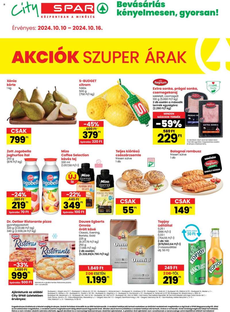 Spar City Spar szórólap 1 oldal