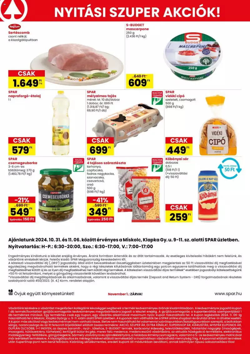 Spar Miskolc üzlet újranyitás 2 oldal