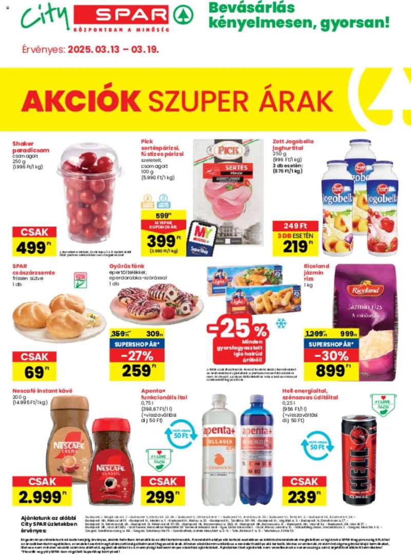 Spar City Spar szórólap 1 oldal