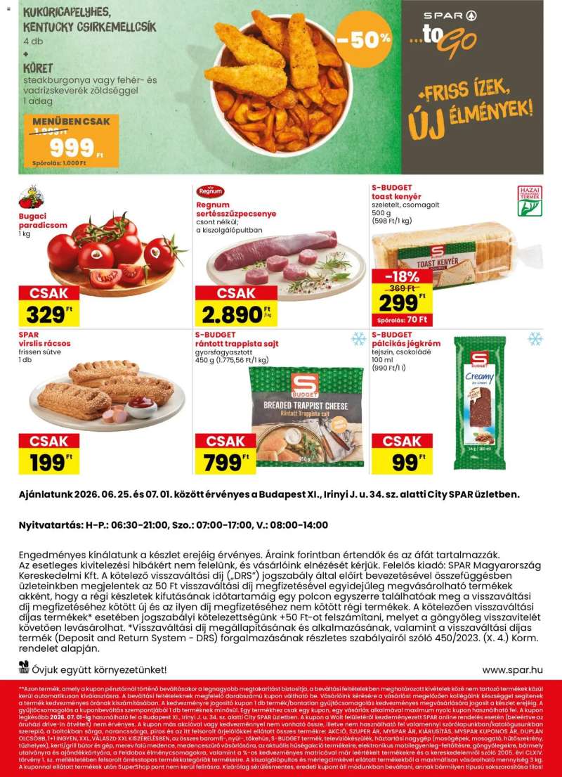 Spar Spar City Bp. Irinyi J. u. üzlet megújulás 2 oldal