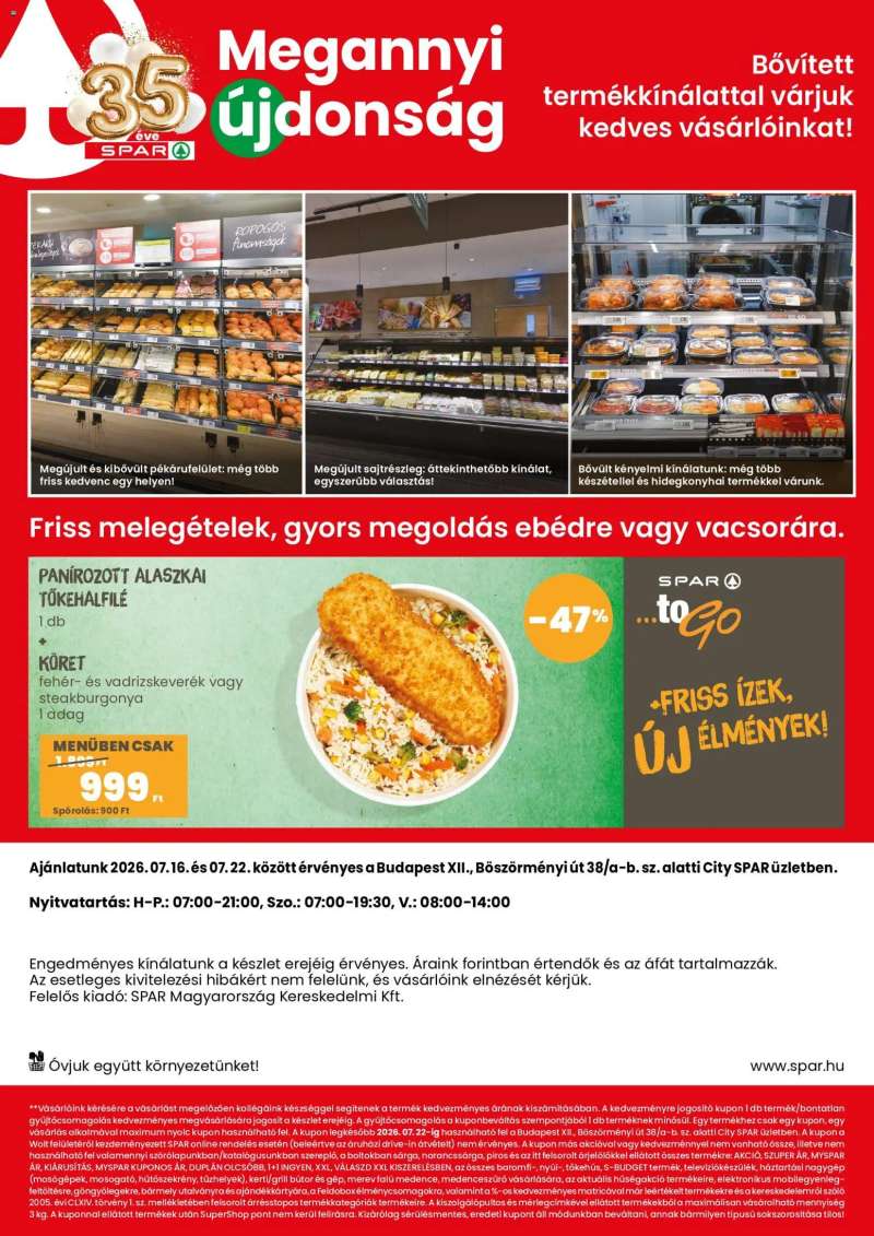 Spar Spar City Bp. XIII. Böszörményi út szórólap 2 oldal