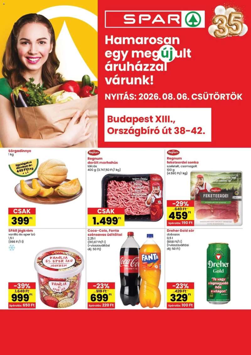 Spar Spar Bp. XIII. Országbíró út üzlet újranyitás 1 oldal
