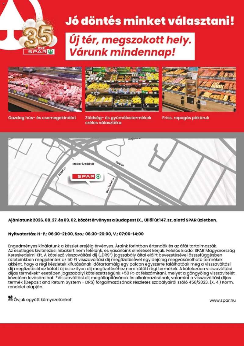 Spar Spar Bp IX Üllői út szórólap 2 oldal
