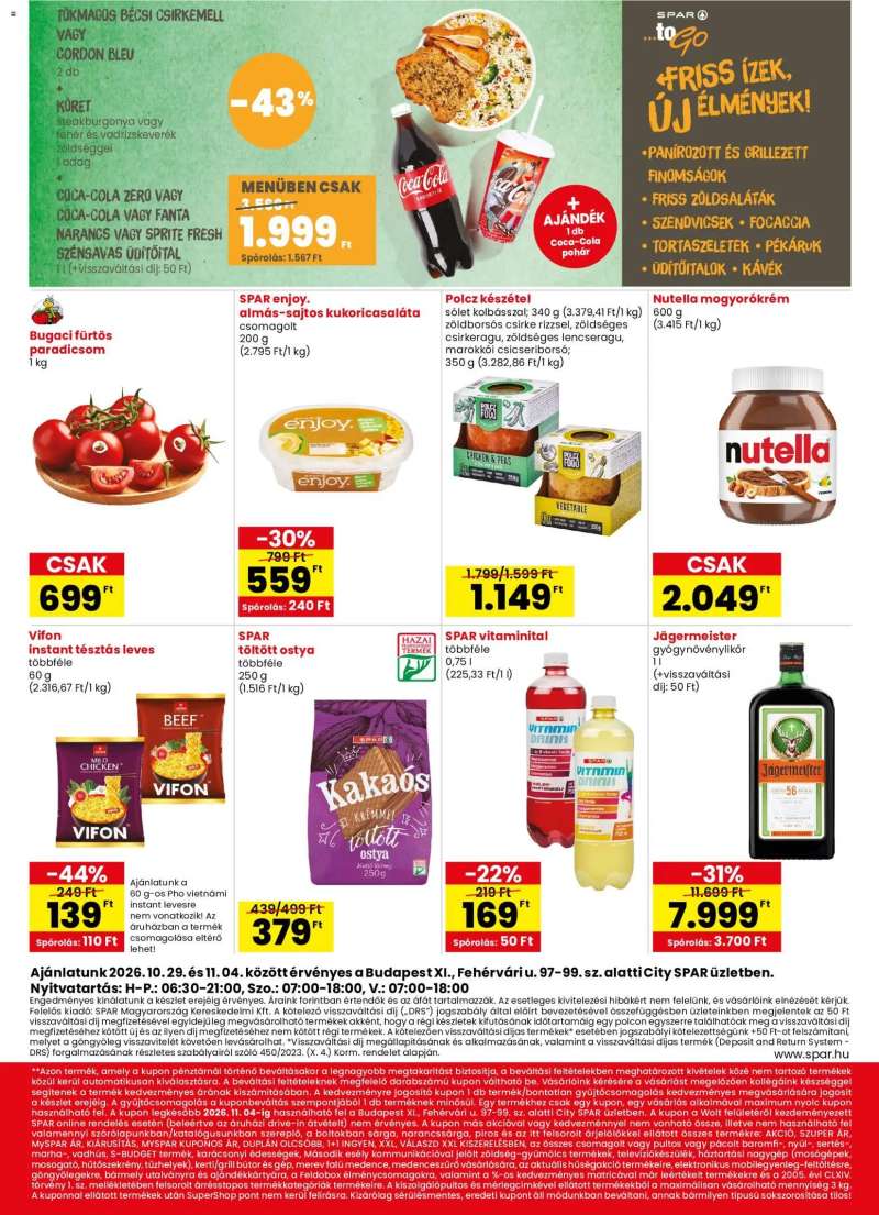 Spar Spar City szórólap Budapest 2 oldal