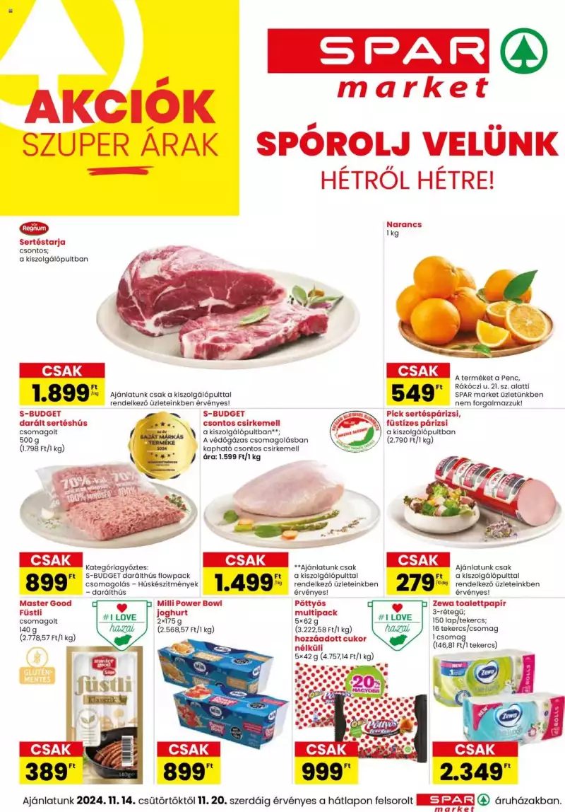 Spar Market Akciós újság Spar Market 1 oldal