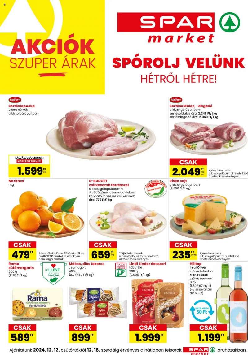 Spar Market Akciós újság Spar Market 1 oldal