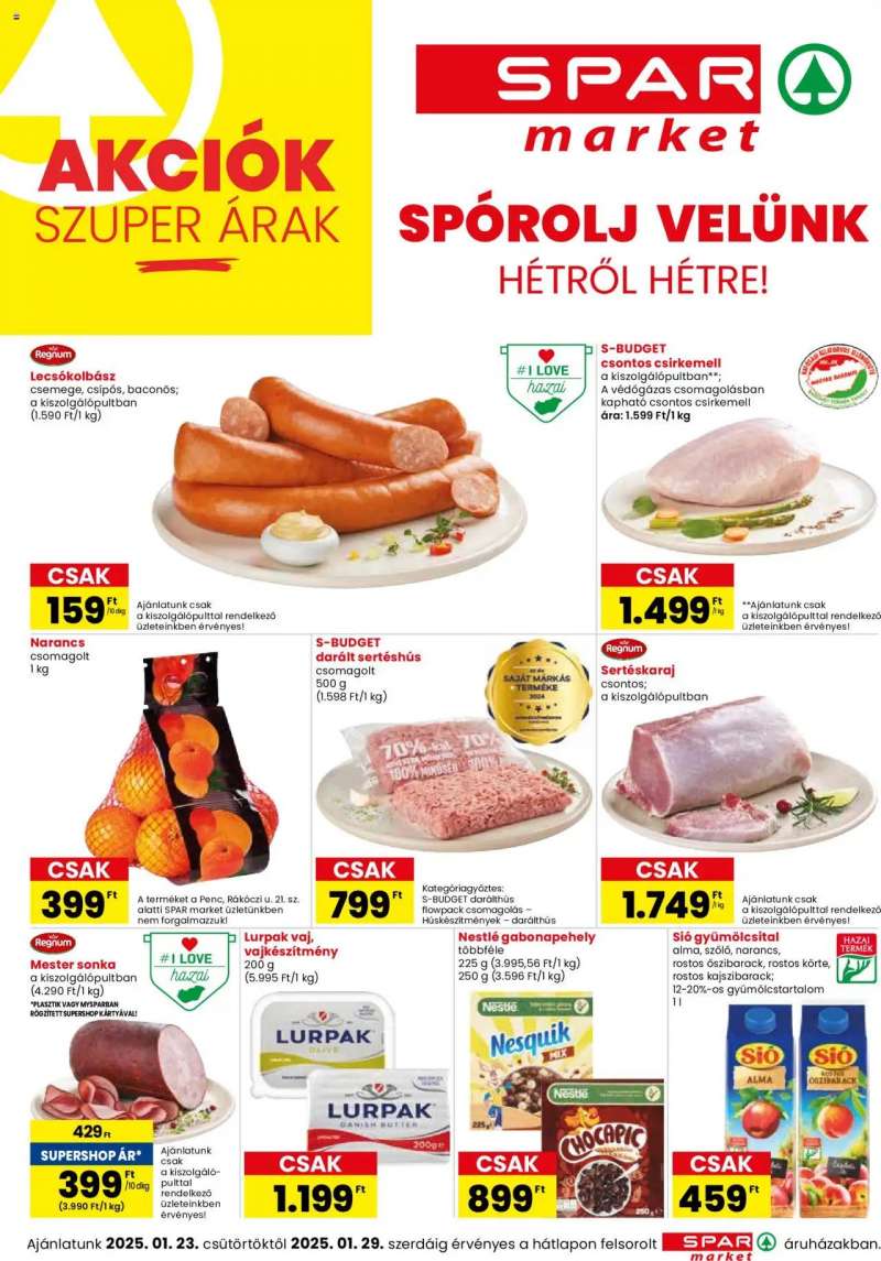 Spar Market Akciós újság Spar Market 1 oldal