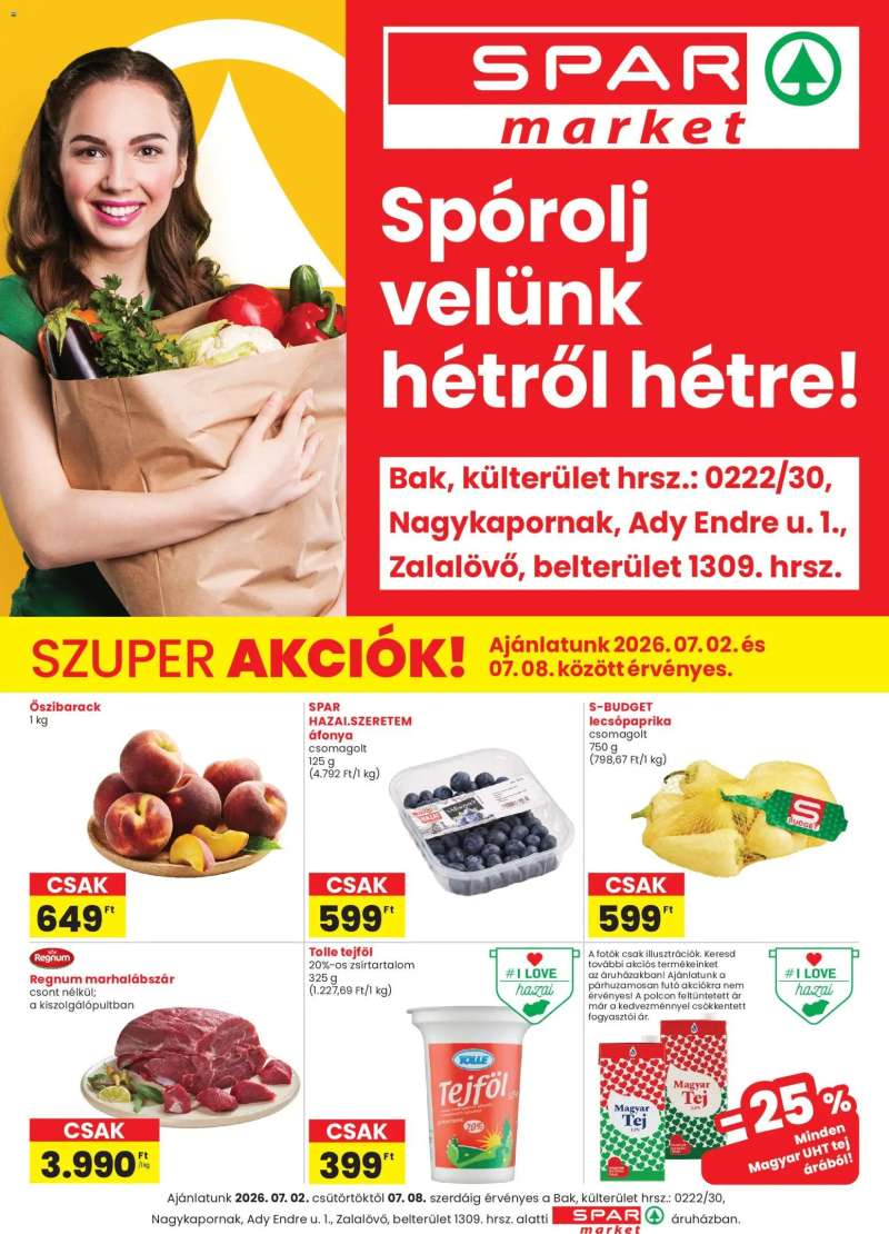 Spar Market Spar Market Bak, Nagykapornak, Zalalövő szórólap 1 oldal
