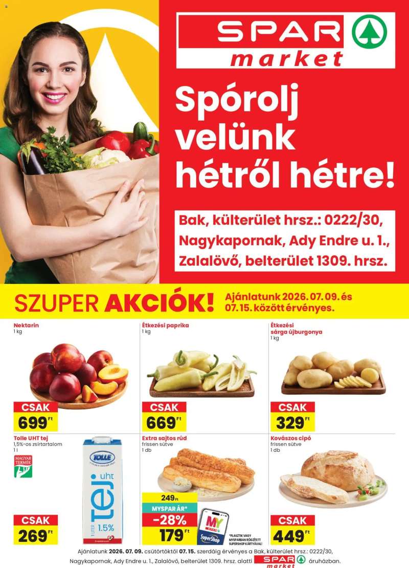 Spar Market Spar Market Bak, Nagykapornak, Zalalövő szórólap 1 oldal