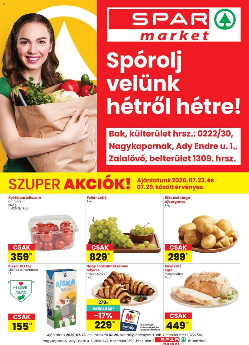 Spar Market Spar Market Bak, Nagykapornak, Zalalövő szórólap 1 oldal