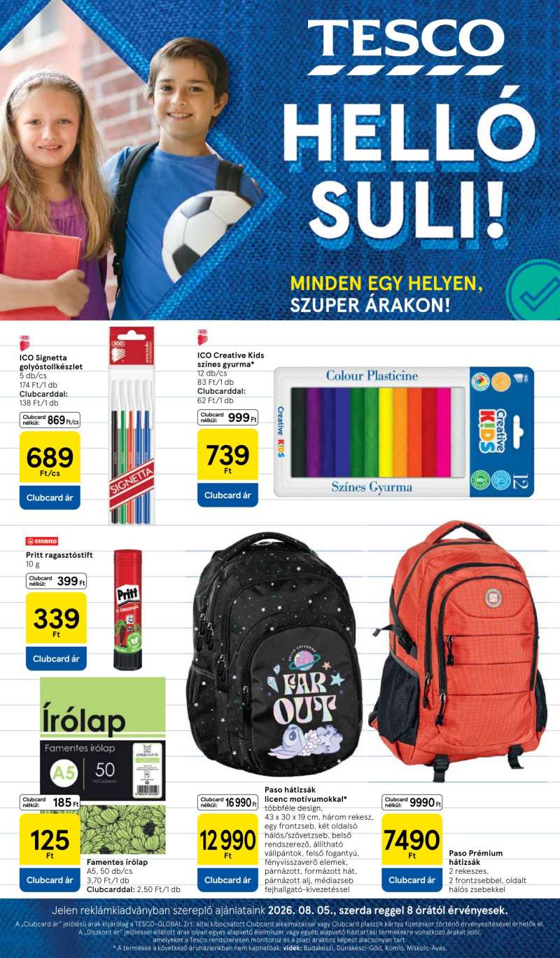Tesco Akciós Újság Iskolakezdés 1 oldal