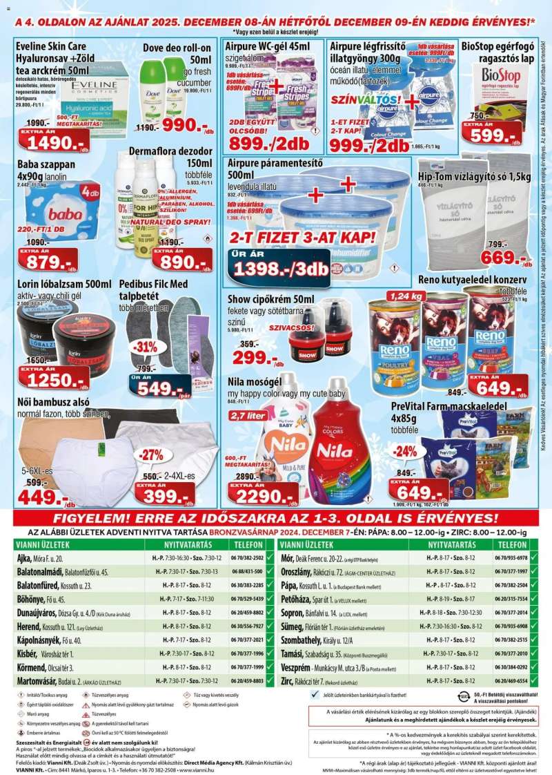 Vianni Akciós újság Vianni 4 oldal