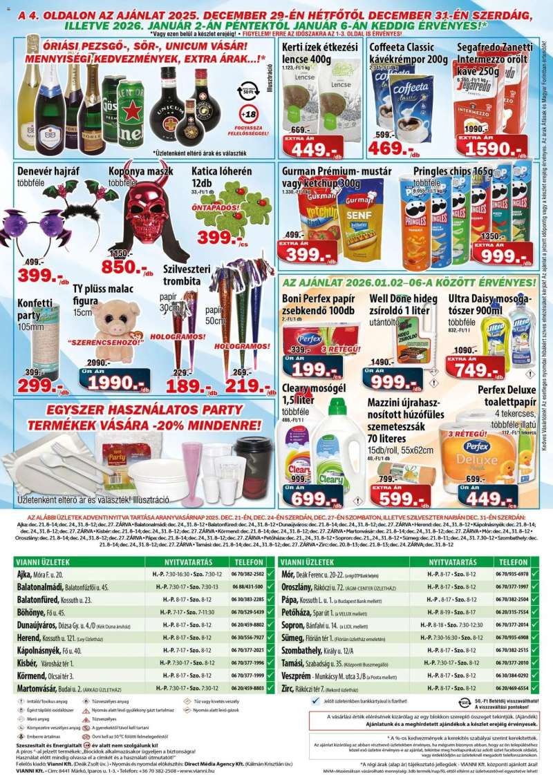 Vianni Akciós újság Vianni 4 oldal
