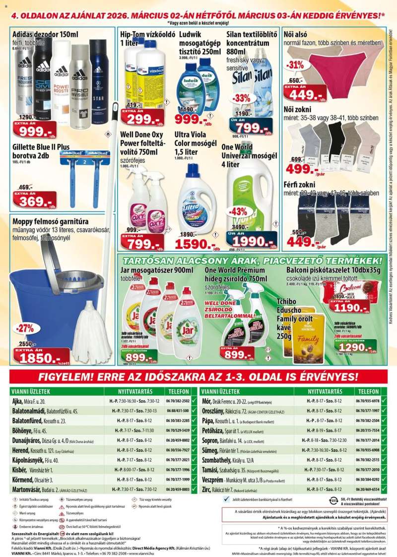 Vianni Akciós újság Vianni 4 oldal