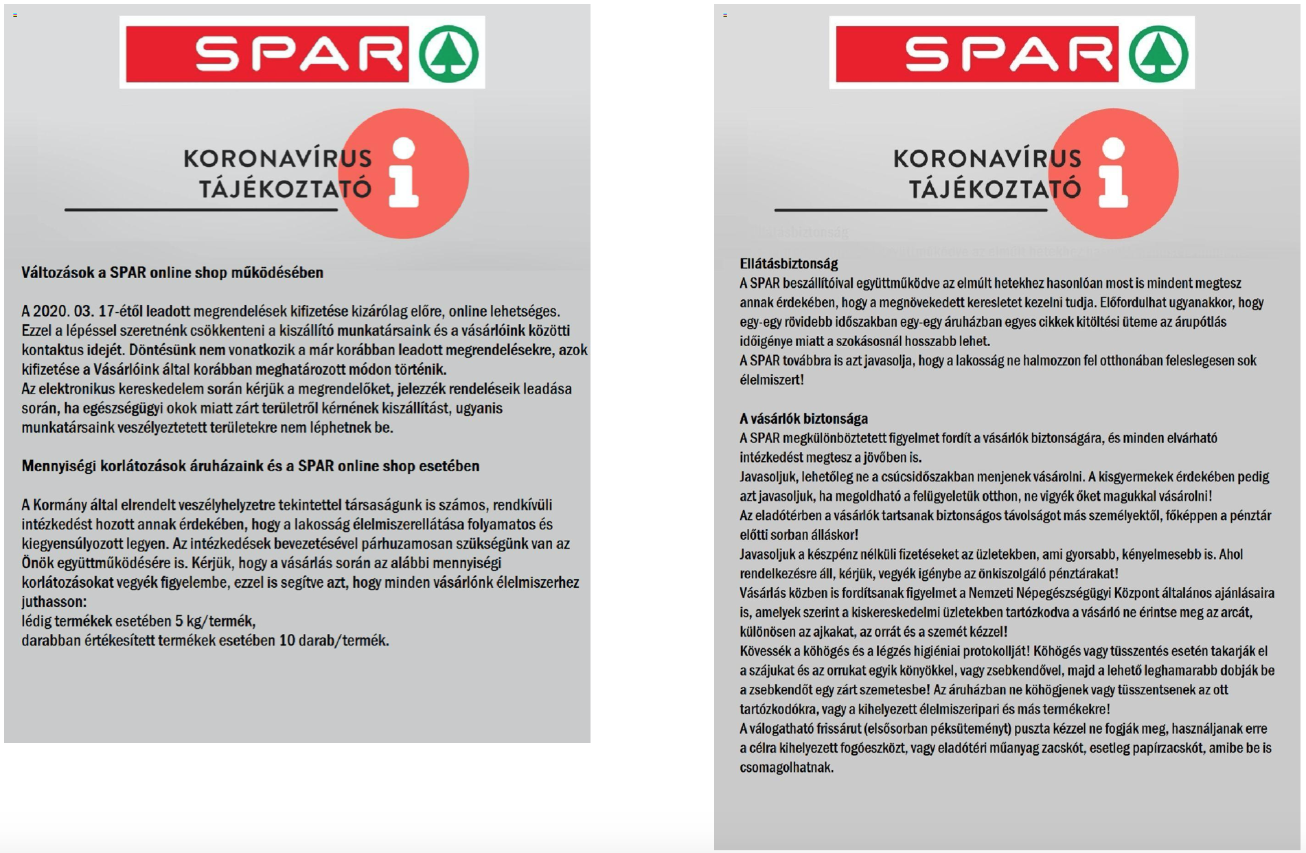 Spar Koronavírus Hivatalos Tájékoztató