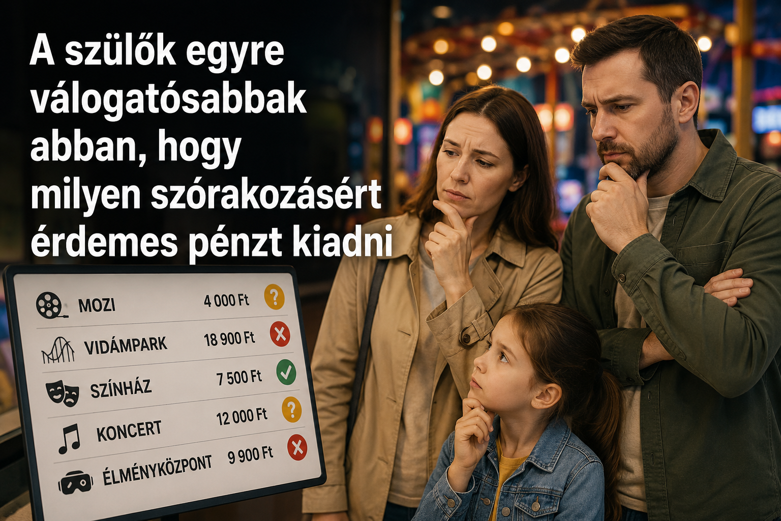 A szülők egyre válogatósabbak abban, hogy milyen szórakozásért érdemes pénzt kiadni