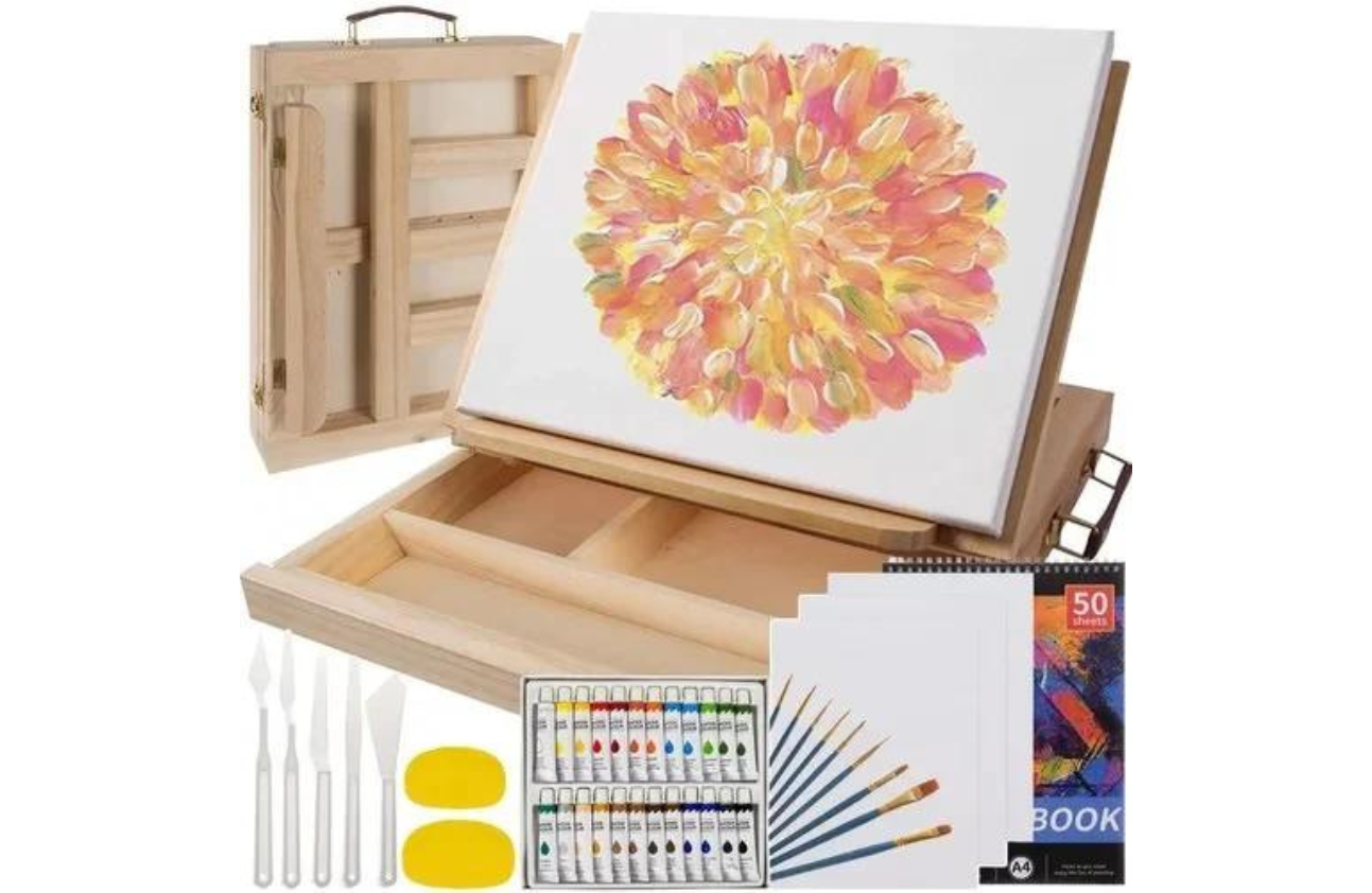 Művészi mestermű: 46 db-os festő készlet egyedi bőröndben